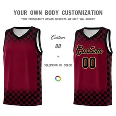 Crimson Black Plaid Basketball Jersey for Teams 3