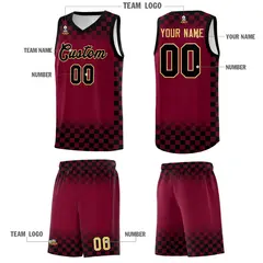 Crimson Black Plaid Basketball Jersey for Teams 5