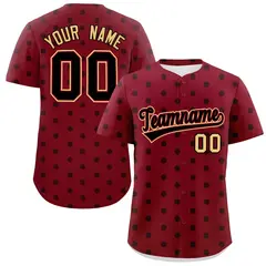 Crimson Black Polka Dot Graffiti Authentic Baseball Jersey 1
