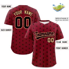Crimson Black Polka Dot Graffiti Authentic Baseball Jersey 2