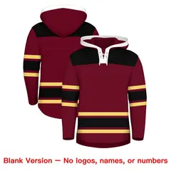 Crimson Black Raglan Lace-Up Neck Hockey Hoodie Jersey 7