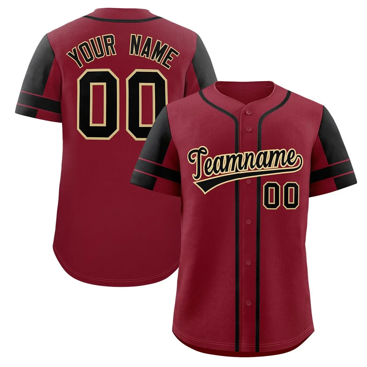 Crimson Black Raglan Sleeves Authentic Baseball Jersey
