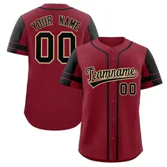 Crimson Black Raglan Sleeves Authentic Baseball Jersey 1