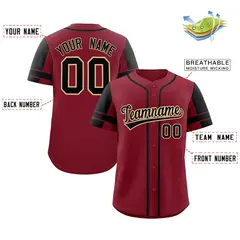 Crimson Black Raglan Sleeves Authentic Baseball Jersey 2