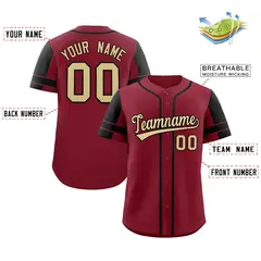 Crimson Black Raglan Sleeves Authentic Baseball Jersey 2