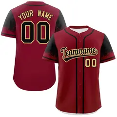 Crimson Black Raglan Sleeves Authentic Baseball Jersey