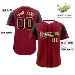 Crimson Black Raglan Sleeves Authentic Baseball Jersey 2
