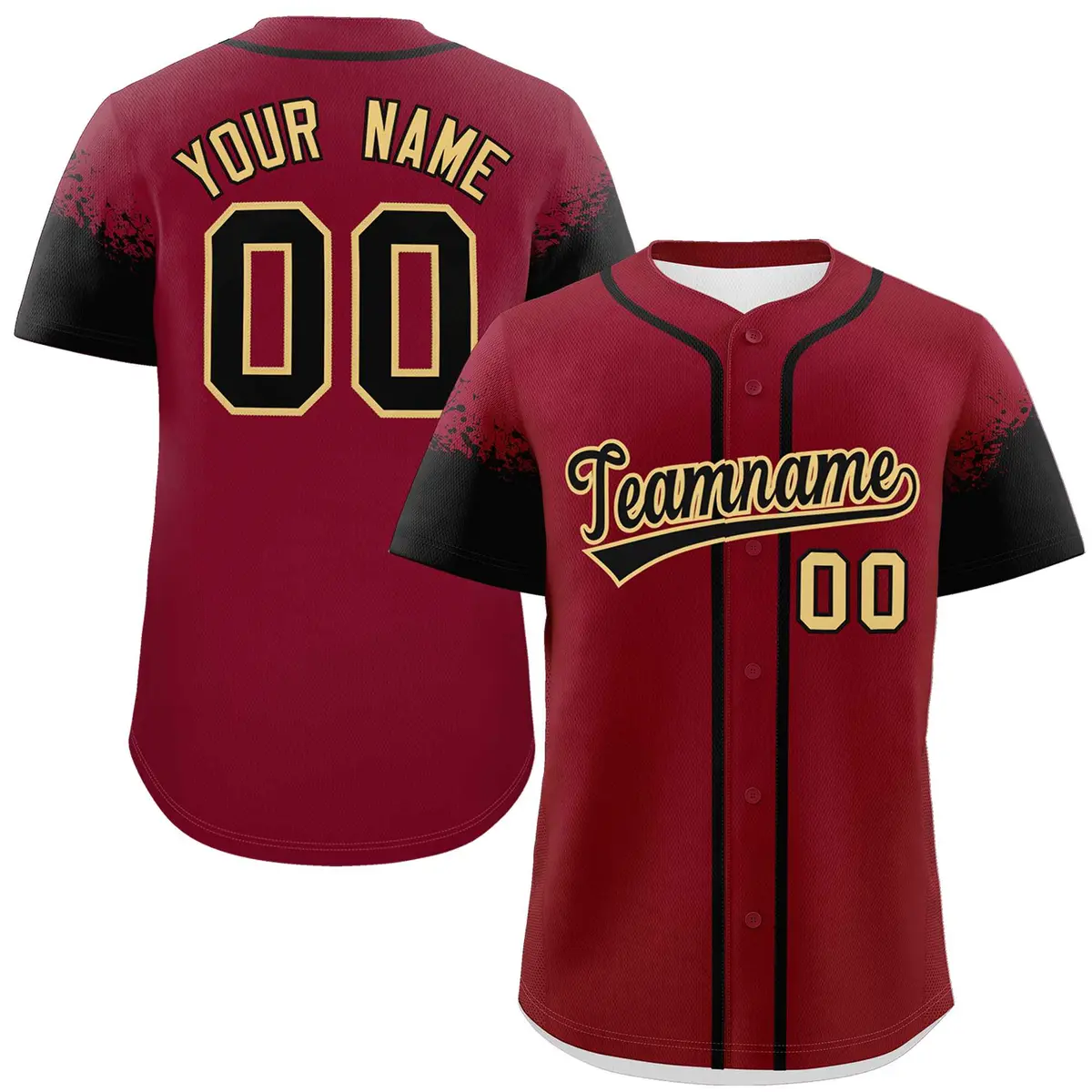 Crimson Black Raglan Sleeves Authentic Baseball Jersey