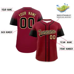 Crimson Black Raglan Sleeves Authentic Baseball Jersey 2