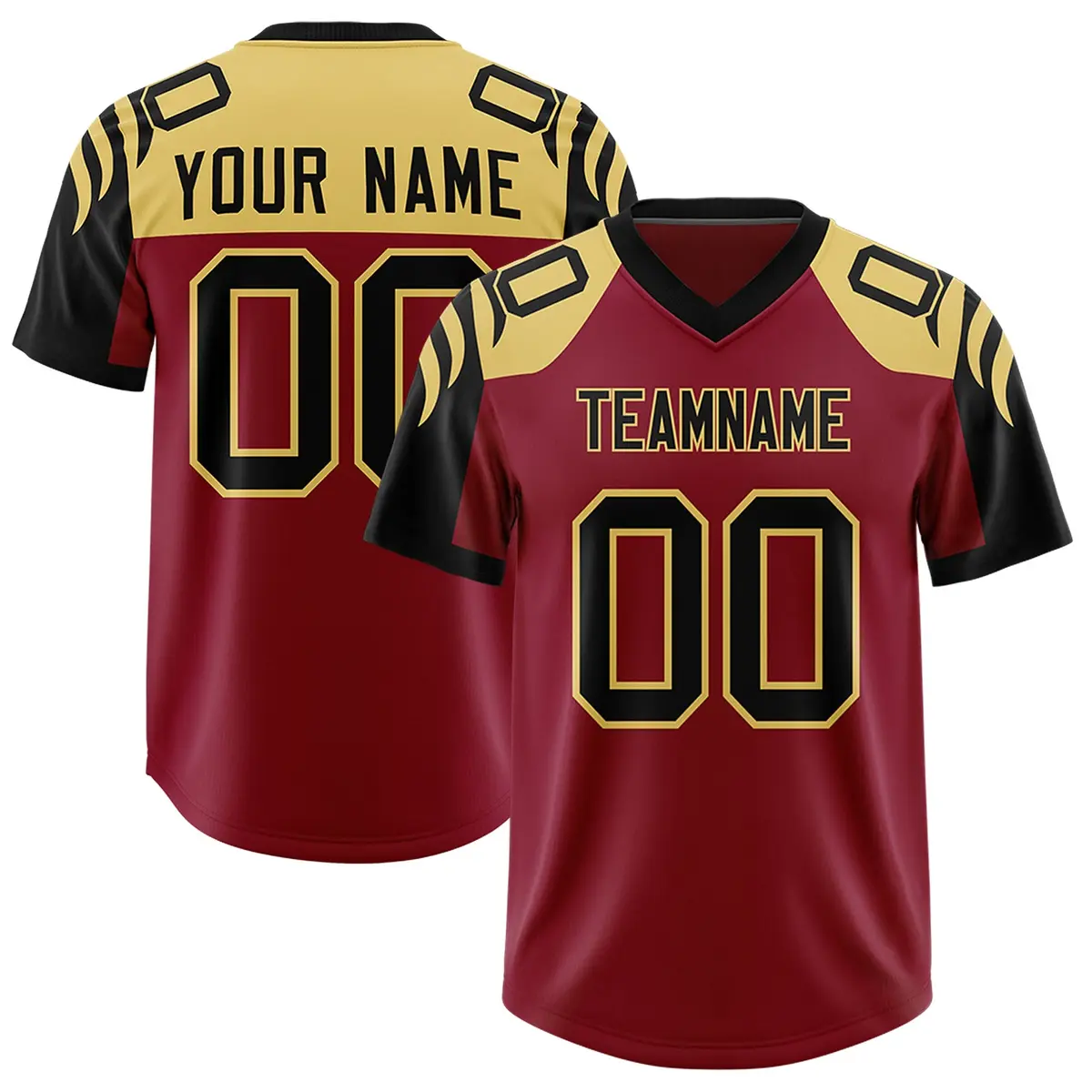 Crimson Black Raglan Sleeves Authentic Football Jersey