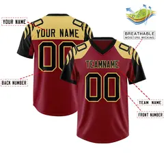 Crimson Black Raglan Sleeves Authentic Football Jersey 2