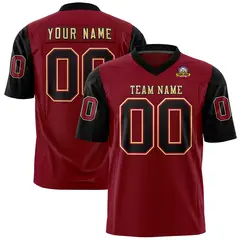 Crimson Black Raglan Sleeves Authentic Football Jersey