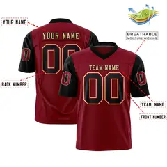 Crimson Black Raglan Sleeves Authentic Football Jersey 2