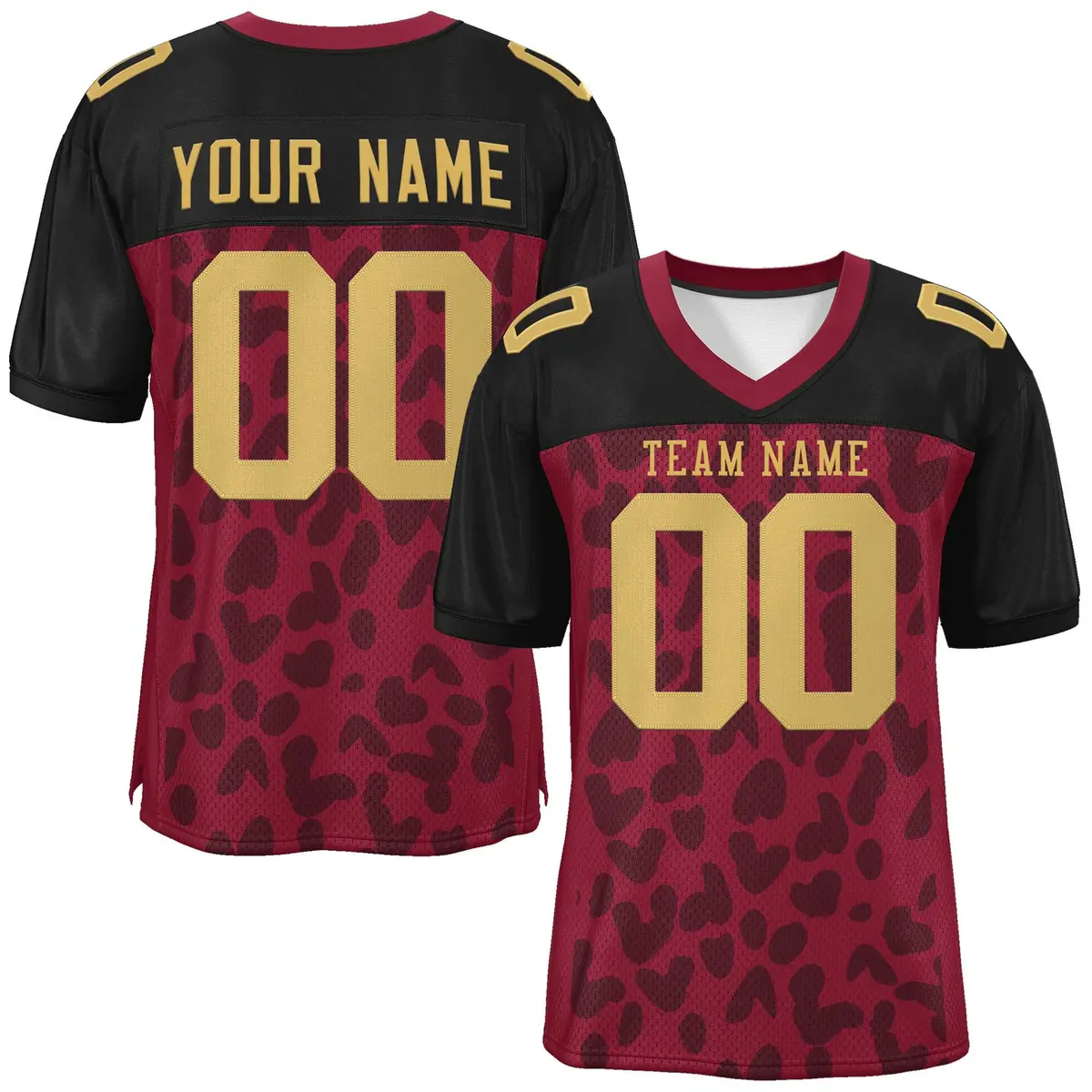 Crimson Black Raglan Sleeves Camo Authentic Football Jersey