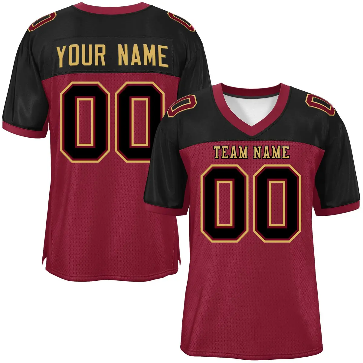 Crimson-Black Raglan Sleeves Football Jersey