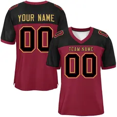 Crimson-Black Raglan Sleeves Football Jersey 1