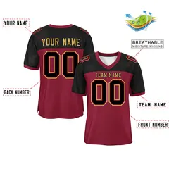 Crimson-Black Raglan Sleeves Football Jersey 2