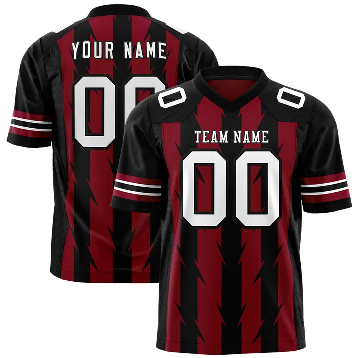 Crimson Black Razr Stripe Graffiti Pattern Flag Football Jersey