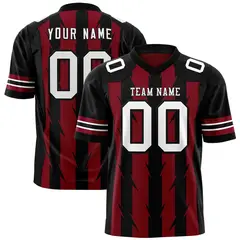 Crimson Black Razr Stripe Graffiti Pattern Flag Football Jersey 1