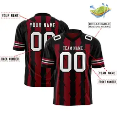 Crimson Black Razr Stripe Graffiti Pattern Flag Football Jersey 2