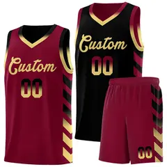 Crimson Black Reversible Basketball Kits - Side Arrow Black Khaki Gradient 1