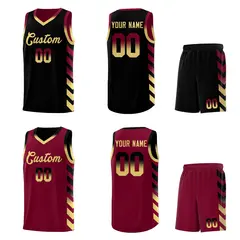 Crimson Black Reversible Basketball Kits - Side Arrow Black Khaki Gradient 2