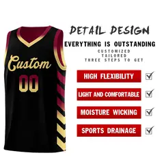 Crimson Black Reversible Basketball Kits - Side Arrow Black Khaki Gradient 3