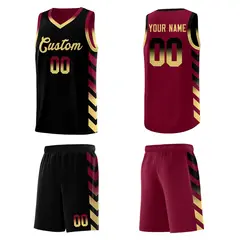 Crimson Black Reversible Basketball Kits - Side Arrow Black Khaki Gradient 5