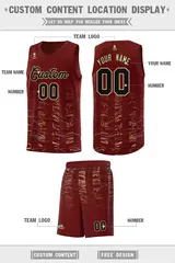 Crimson Black Scratches Pattern Basketball Jersey 2