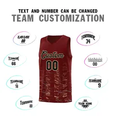 Crimson Black Scratches Pattern Basketball Jersey 3