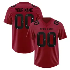 Crimson Black Sequin Lettering Football Jersey 1