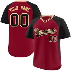 Crimson Black Side Spot Raglan Pullover Baseball Jersey