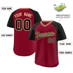 Crimson Black Side Spot Raglan Pullover Baseball Jersey 2