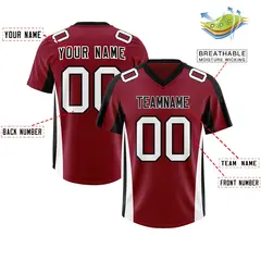 Crimson Black Side Stripe Authentic Football Jersey 2