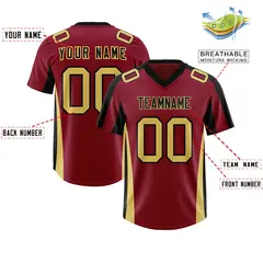 Crimson Black Side Stripe Authentic Football Jersey 2