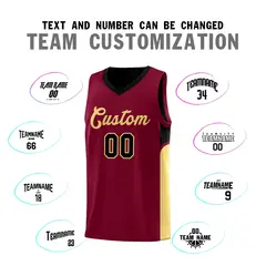 Crimson Black Side U-shaped Pattern Double Side Basketball Jersey 4