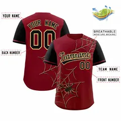 Crimson Black Spider Web Raglan Sleeves Baseball Jersey 2