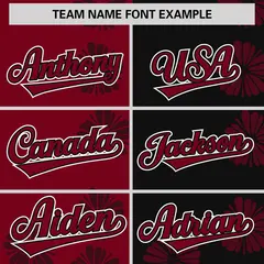 Crimson Black Split Flower Graffiti Baseball Jersey 3