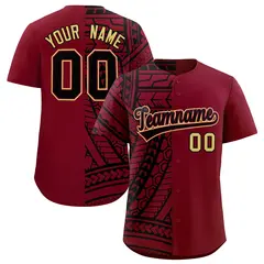 Crimson Black Split Tribal Pattern Fashion Baseball Jersey 1
