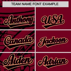 Crimson Black Split Tribal Pattern Fashion Baseball Jersey 3