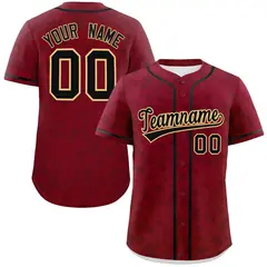 Crimson Black Star Graffiti Authentic Baseball Jersey