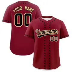 Crimson Black Star Ribbing Authentic Baseball Jersey 1