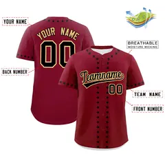 Crimson Black Star Ribbing Authentic Baseball Jersey 2