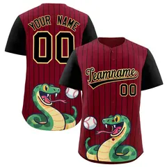 Crimson Black Stripe Animals Graffiti Raglan Baseball Jersey 1