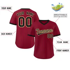 Crimson Black Stripe Authentic Pullover Baseball Jersey 2