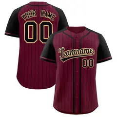 Crimson Black Stripe Raglan Sleeves Fashion Baseball Jersey 1