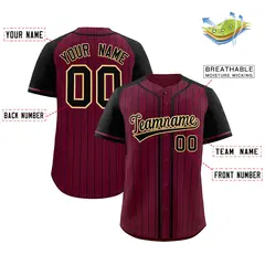 Crimson Black Stripe Raglan Sleeves Fashion Baseball Jersey 2