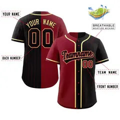 Crimson Black Stripe-Solid Combo Authentic Baseball Jersey 2