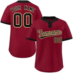 Crimson Black Stripe Two-Button Softball Jersey