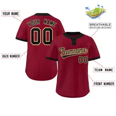 Crimson Black Stripe Two-Button Softball Jersey 2